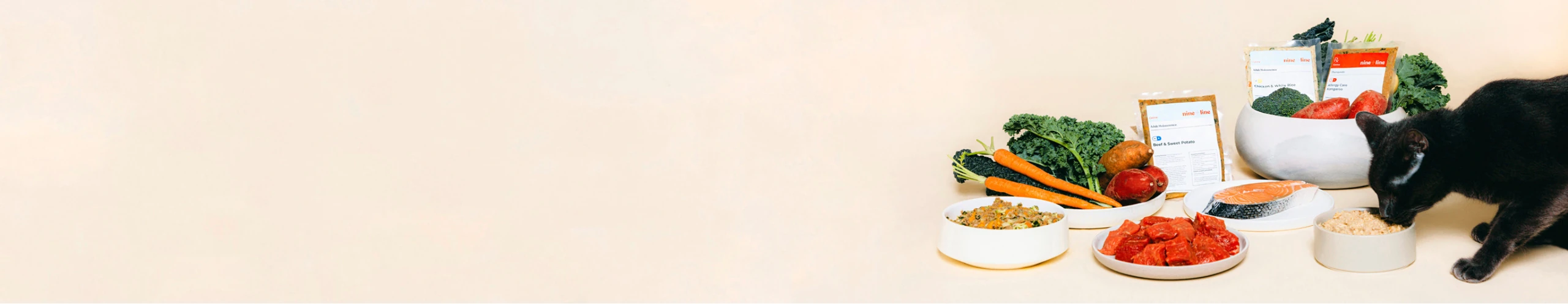 Cat eating Nine & Line Therapeutic diet from bowl