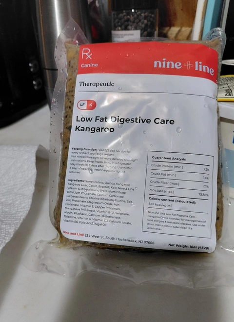 A package of canine Low Fat Digestive Care with Kangaroo